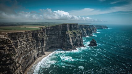 High Angle View of Stony Coastline Beside the Sea
