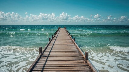 Obraz premium High-angle view of a seaside fishing jetty
