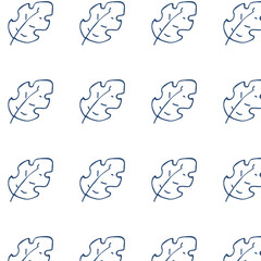 Seamless pattern with hand drawn oak leaves in simple line art style isolated on white background perfect for natural design fabric and decoration