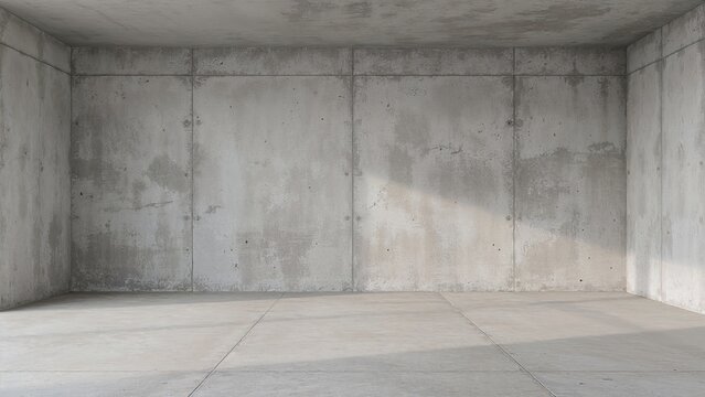 Bare room featuring white walls and concrete flooring in an abstract style