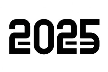 Obraz premium Bold and modern 2025 typography design rendered in sleek black, symbolizing new beginnings on transparent background