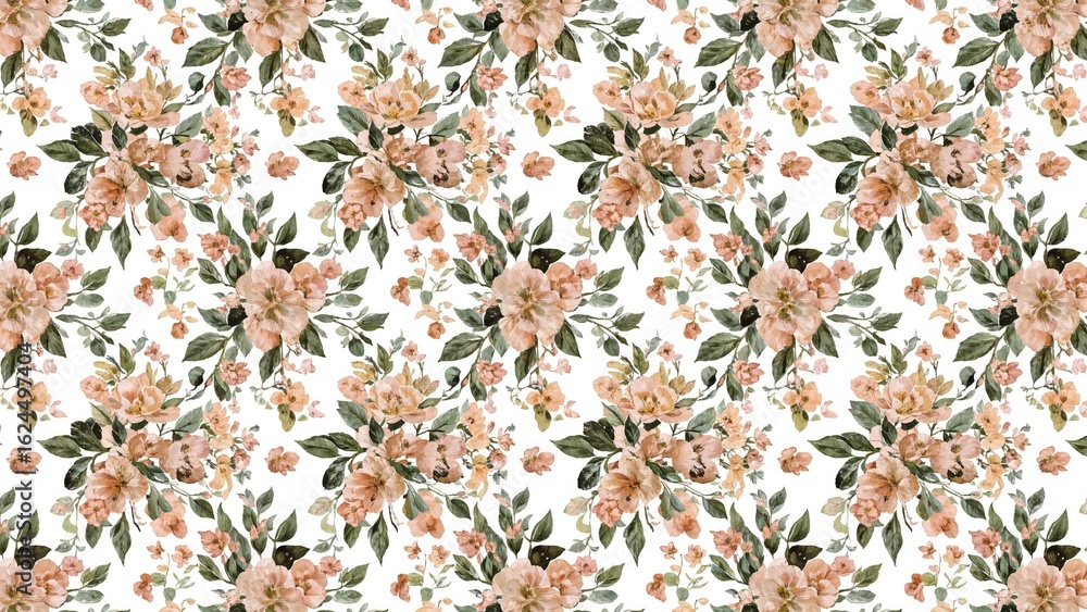 Poster two-color abstract flower and leaf pattern in a simple 2d digital illustration for printing on texti