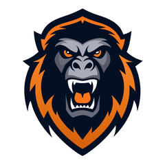 Panda Warrior Mascot with Glowing Yellow Eyes and Samurai Headband in Sharp Badge