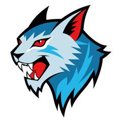 Tribal lynx mascot with glowing red fur patterns framed by a silver-accented gradient logo