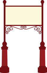 Red Ornate Sign with Blank Template