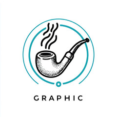 Vintage Smoking Pipe Icon Illustration in Circular Frame Retro Design Element for Print and Web Projects Tobacco Culture Symbol