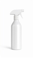 White Plastic Spray Bottle Isolated on a White Background in Studio Lighting
