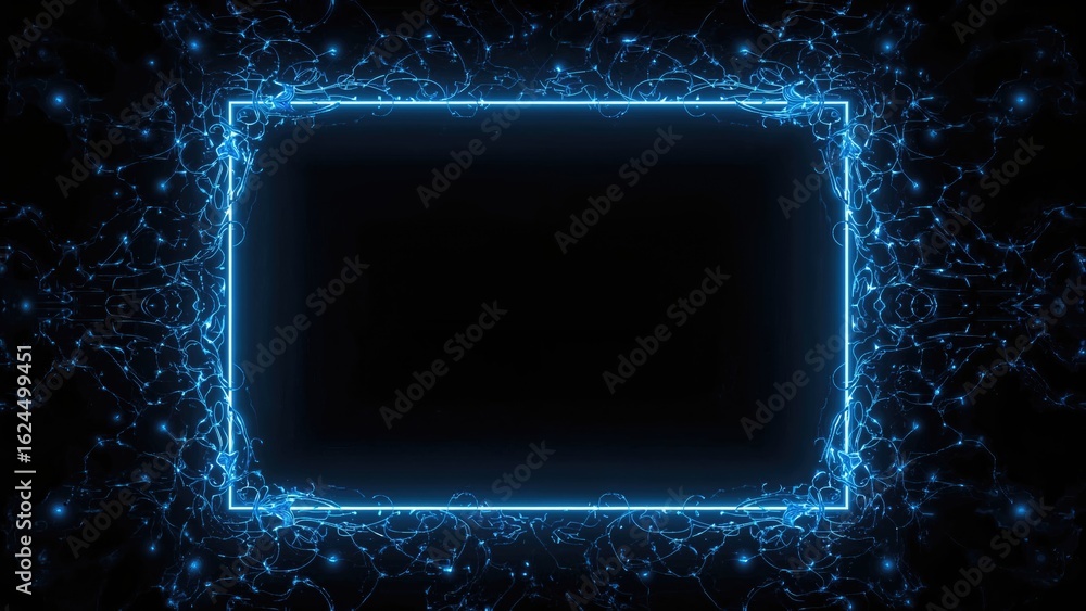 Poster black canvas with an abstract blue border element