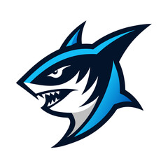 Fototapeta premium Dynamic shark head logo with speed lines and bold contrast in a high-energy esport composition