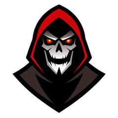 Hooded Reaper Mascot with Glowing Eyes and Dynamic Cloak Layers