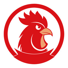 Red Rooster in Circular Badge with Serif Font for Humorous Sports Identity