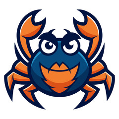 Cartoon Crab with Jagged Shell in Sharp Font Crest for Shore-Themed Branding