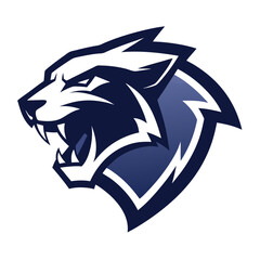 Sharp Panther Head Profile in Navy Tones with Aggressive Expression on Dark Badge