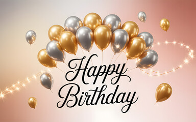 Golden Silver Balloons Celebration birthday