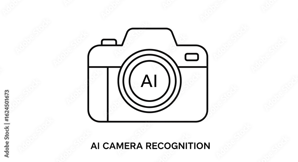 Aufkleber ai camera icon with outline style showing artificial intelligence technology in photography concept 