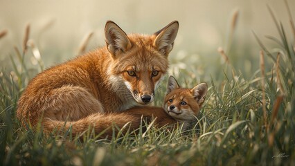 Obraz premium A Vixen Fulfilling Maternal Roles