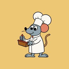 vector illustration of a cartoon chef with a chicken