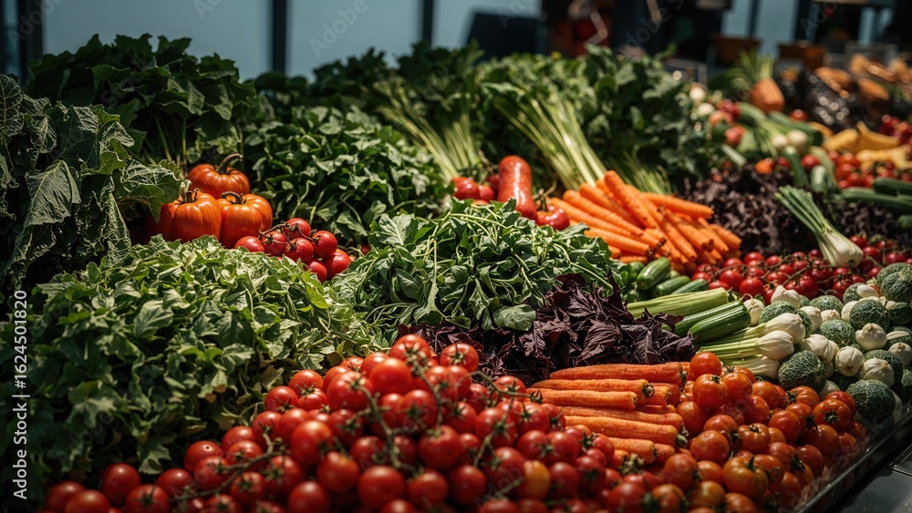 Poster dynamic salad display showcasing a range of crisp vegetables