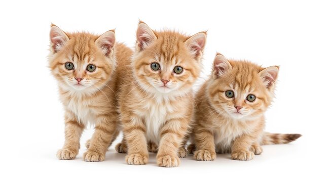 Young Kurilian Bobtails showcased in front of a simple white setting