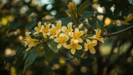 Lonicera honeysuckle featuring yellow and white floral clusters