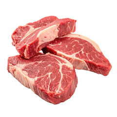 Raw beef meat parts isolated on transparent background  
