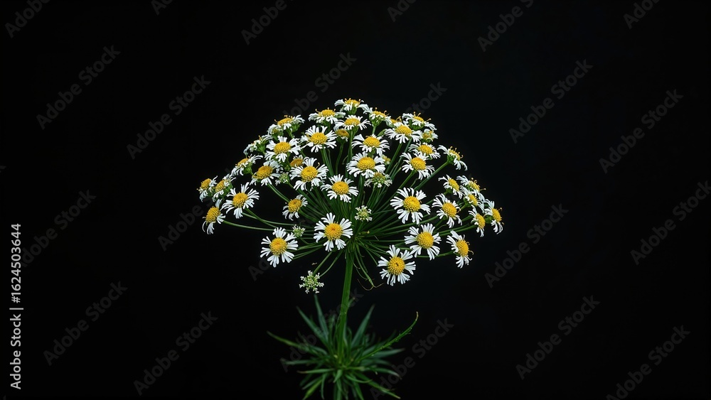 Poster clusters of yarrow blooms contrasted with a dark background