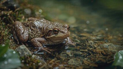 Obraz premium Wrinkled Frog Species in Natural Habitat