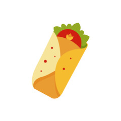 Flat design icon of a delicious burrito
