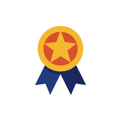 Gold medal with star and blue ribbon