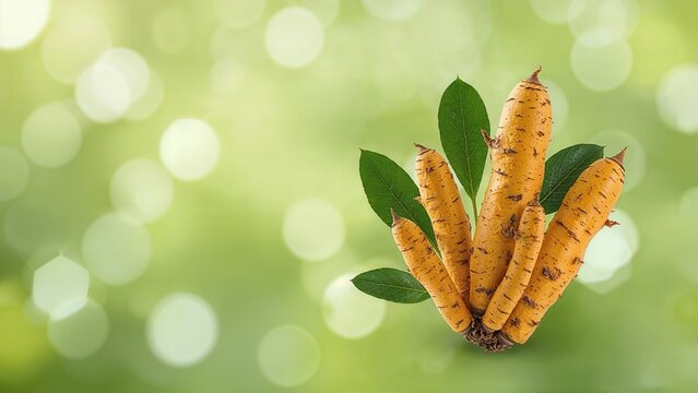Wild turmeric with a smooth, blurred natural background