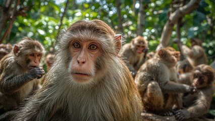 Fototapeta premium Untouched Monkeys Living in the Wilderness