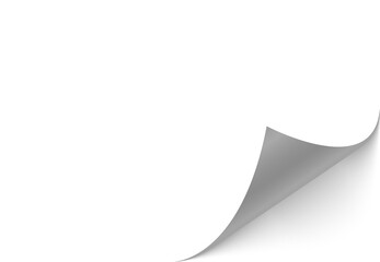 Lines, presentation, png, graphic. Folded paper. Curved corner paper with shadow. Png White page...