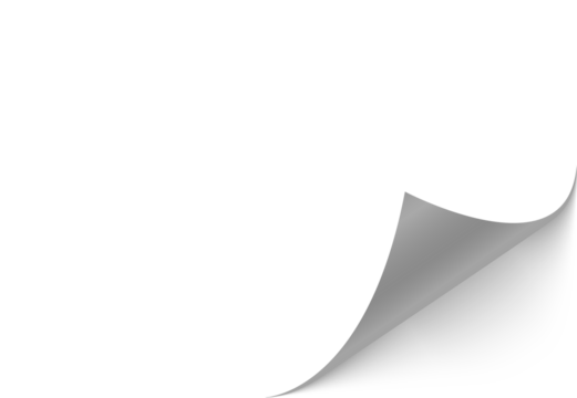 Lines, presentation, png, graphic. Folded paper. Curved corner paper with shadow. Png White page rotates bottom right on transparent background. - Powered by Adobe