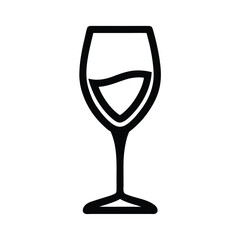 Wine Glass With Stem Outline Vector Illustration