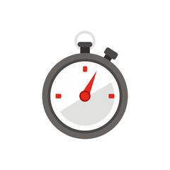 Flat design stopwatch icon with red needle