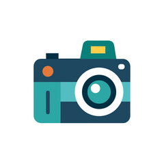 Flat design camera icon with teal and blue colors