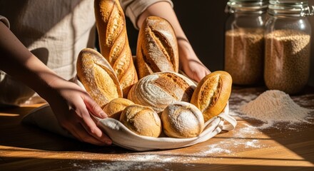 A variety of fresh baked bread highlighting sustainable and eco friendly practices