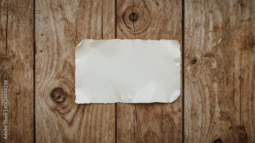 Poster blank tag on rustic wooden backdrop, abstract pattern and texture design