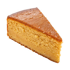 Golden brown cake slice isolated on transparent background  
