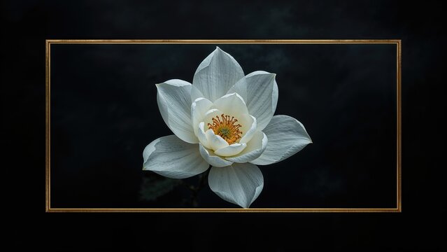 Fototapeta Soft white bloom framed by a deep background, highlighting design, texture, and vintage nature themes