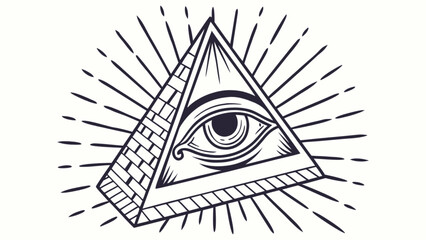 Eye of providence pyramid vector illustration all seeing eye freemasonry illuminati symbol drawing design art