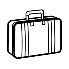 Beach Suitcase Outline Minimal Black Line Art Vector Illustration