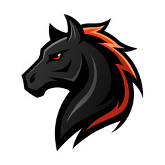 Black Stallion Mascot in Profile with Gradient Line Art for Sleek Esports Identity