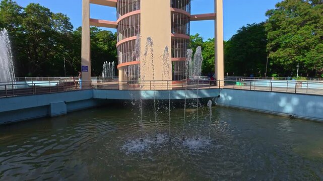 FOR EDITORIAL USE ONLY - Anna Nagar Tower Park, officially known as Dr Visvesvaraya Tower Park, is an urban park at Anna Nagar, Chennai. It hosts a 133 ft (41 m) tall watch tower, it was built in 1968
