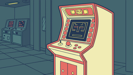 Retro arcade game machine vector illustration for gaming and entertainment industry vintage arcade style design