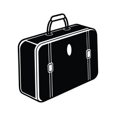 Suitcase With Tag Outline Minimal Black Line Art Vector Illustration