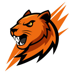 Roaring Orange Beaver with Angular Lines and Digital Streak Background for Fast Team