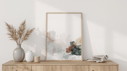 Wall decoration canvas and picture frame shown in a mockup