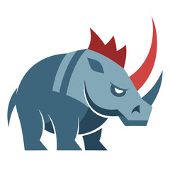 Armored Profile Rhino with Minimal Color Blocking and Bold Vector Design
