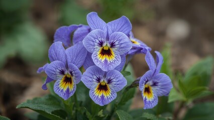 Floral Display of Blue and Yellow Viola Williamsii